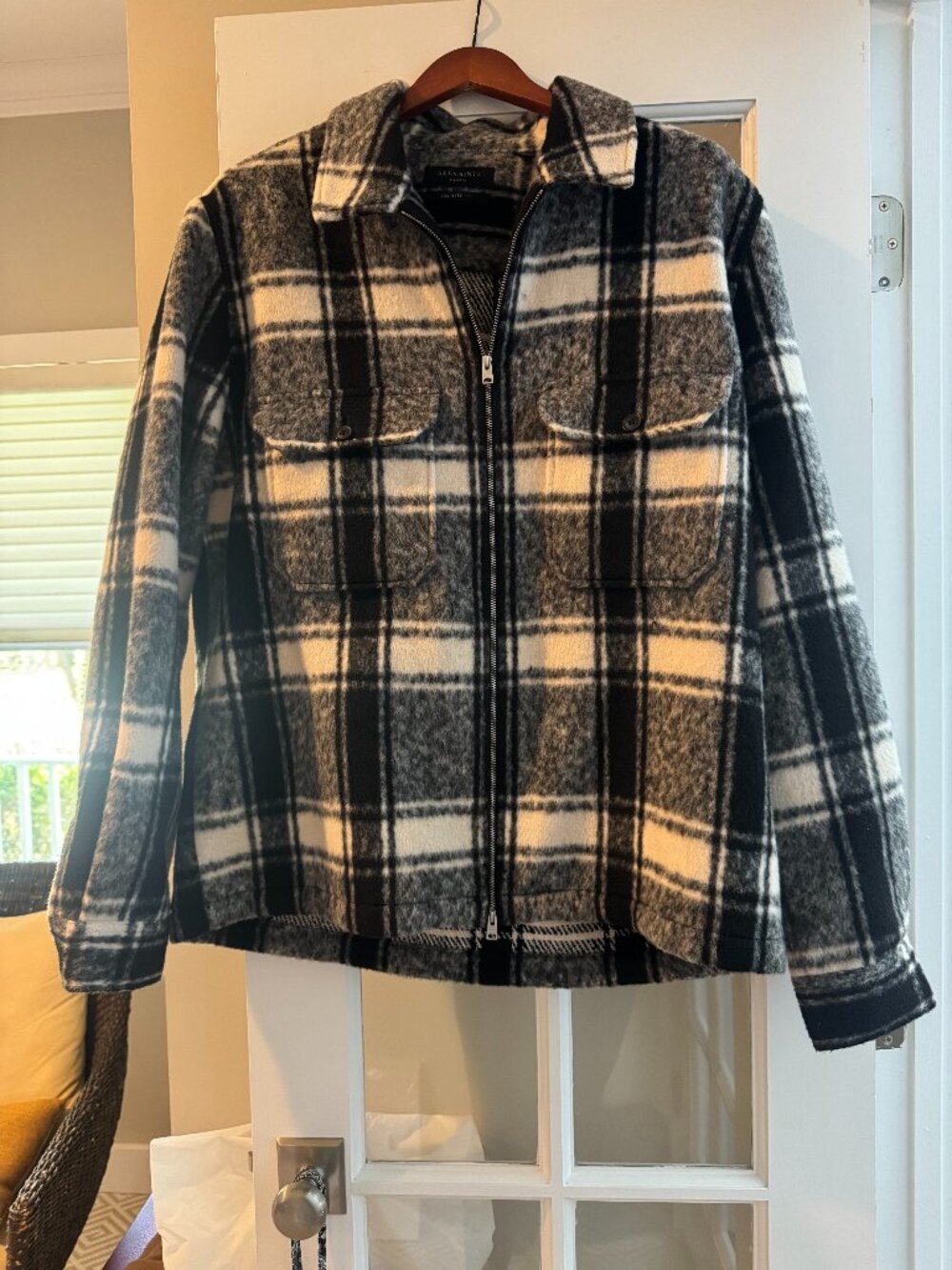 Allsaints Black Plaid Utility Jacket